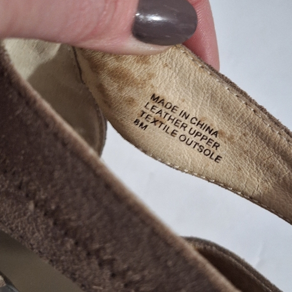 Michael Kors Berkley T Strap Zip Up Taupe Suede Leather Sandal Heels Size 8 M - Picture 10 of 13